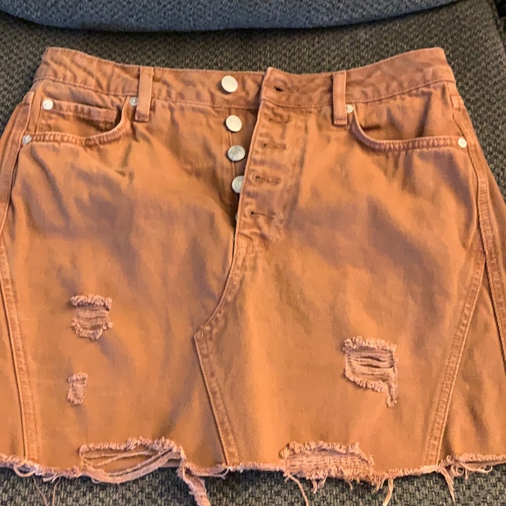 FREE PEOPLE DISTRESSED JEAN SKIRT
